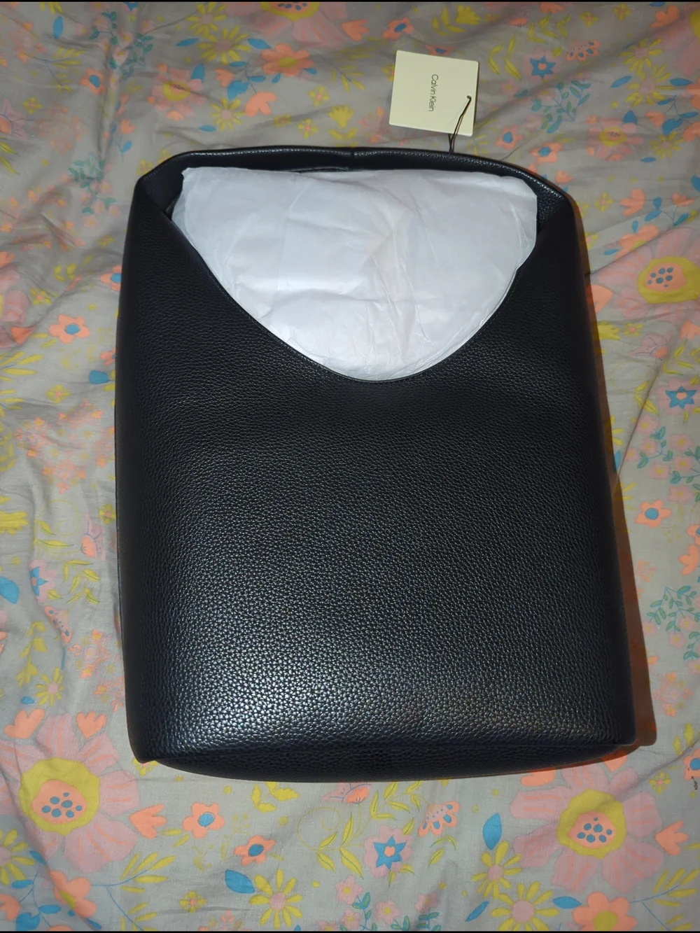 Calvin Klein Black Pebbled Slouchy Bag